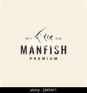 manfish hipster vintage logo design Stock Vector
