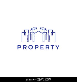 repair building with hammer logo design Stock Vector