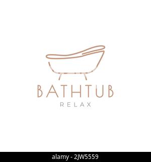 minimalist bathtub lines logo design Stock Vector