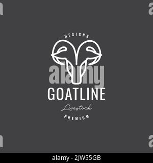 hipster goat horn lines logo design Stock Vector