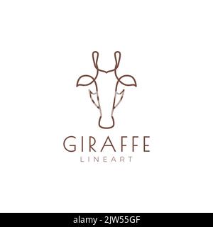 minimalist lines head giraffe logo design Stock Vector
