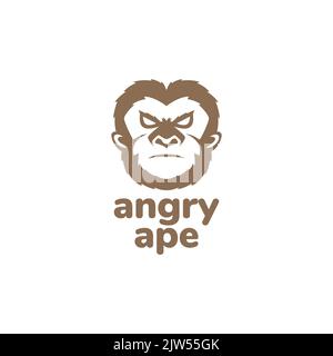face angry primate ape logo design Stock Vector