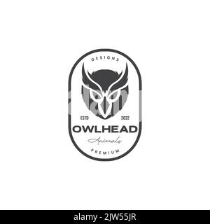 head owl vintage badge logo design Stock Vector