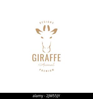 isolated head giraffe vintage logo design Stock Vector