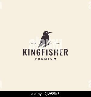 kingfisher bird hipster vintage logo design Stock Vector