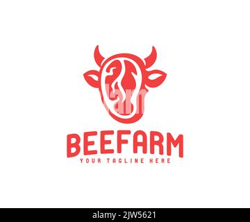 Beef steak, cow or bull, logo design. Food, meat, meal, butcher shop and steakhouse, vector design and illustration Stock Vector