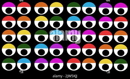 A pattern of eyes with the color of eyelid in rainbow spectrum Stock Vector