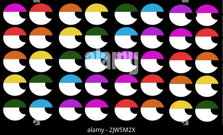 A pattern of eyes with the color of eyelid in rainbow spectrum Stock Vector