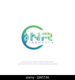NR Initial letter circular line logo template vector with gradient color Stock Vector