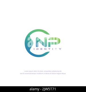 NP Initial letter circular line logo template vector with gradient color Stock Vector