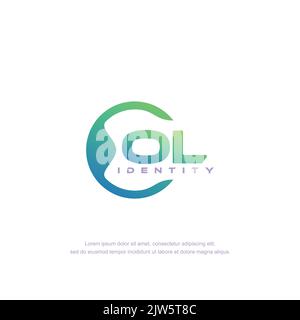 OL Initial letter circular line logo template vector with gradient color Stock Vector