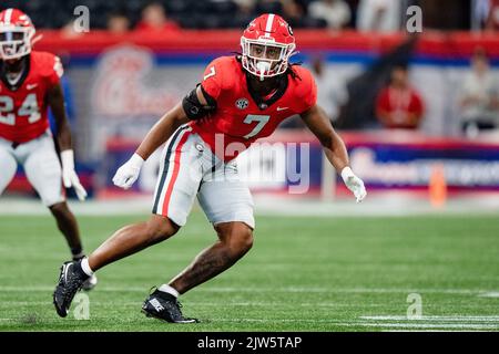 Georgia Bulldogs linebacker Marvin Jones Jr. (7) celebrates in the first  half during a college football regular season game against the Ball State  Car Stock Photo - Alamy