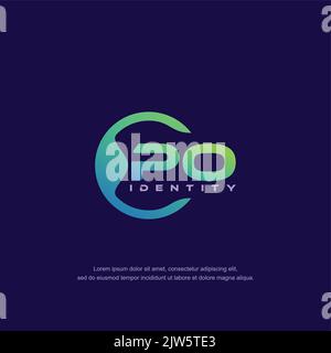 PO Initial letter circular line logo template vector with gradient color Stock Vector