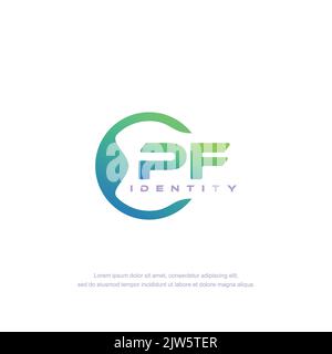 PF Initial letter circular line logo template vector with gradient color Stock Vector