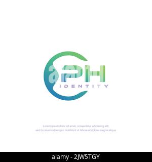 PH Initial letter circular line logo template vector with gradient color Stock Vector