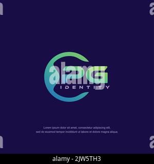 PG Initial letter circular line logo template vector with gradient color Stock Vector