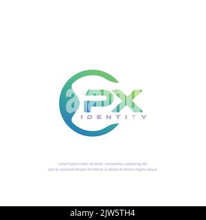 PX Initial letter circular line logo template vector with gradient color Stock Vector
