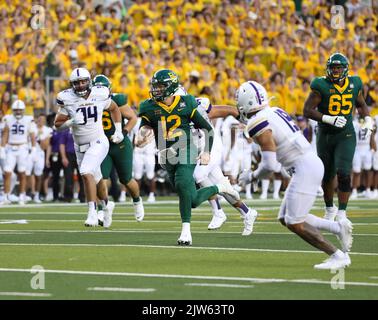 Baylor Quarterback Blake Shapen (12) Passes In Front Of TCU Defenders ...