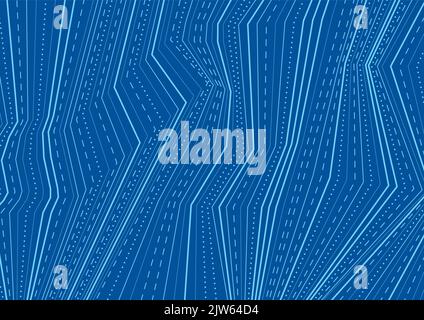 Abstract blue dotted lines refraction tech 3d background. Vector geometric waves design Stock Vector