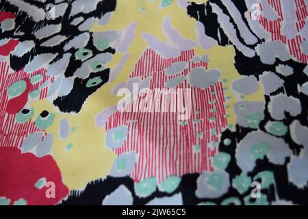 Bright Colorful Retro Floral Abstract Fabric Seamless Pattern Stock Photo