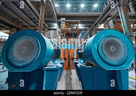 Powerful electric motors for driving heavy industrial equipment Stock Photo