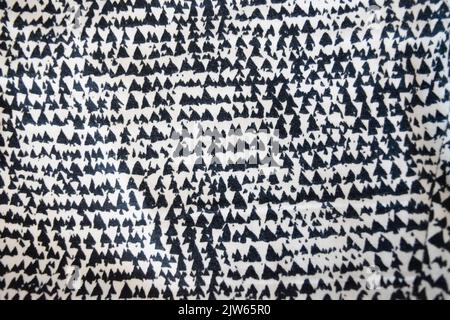 Black White Abstract Geometric Triangle Fabric Pattern Stock Photo