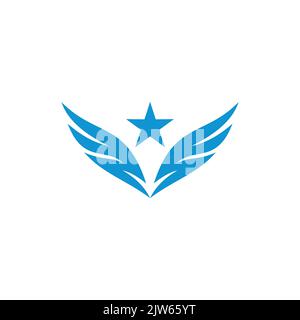 blue wing star logo icon vector graphic design Stock Vector