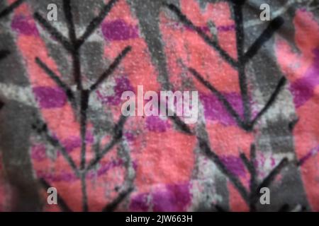 Abstract Winter Tree Branch Fabric Pattern Pink Gray Stock Photo