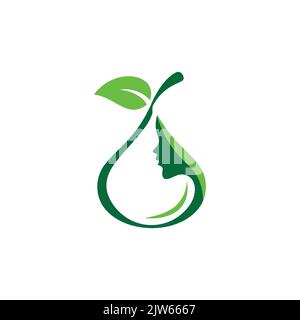 lady fruit beauty green logo icon vector graphic design Stock Vector