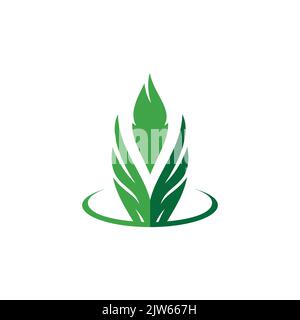 letter V green nature leaves logo icon vector graphic design Stock Vector