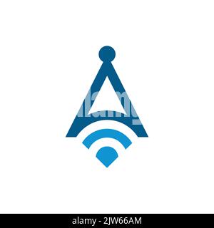 letter A signal tower logo icon vector graphic design Stock Vector