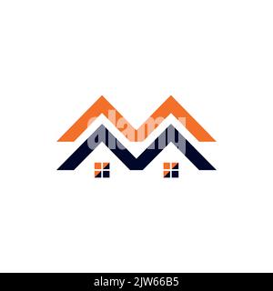 letter M M home logo icon vector graphic design Stock Vector