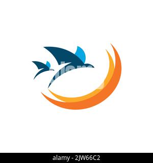 two bird fly logo icon vector graphic design Stock Vector