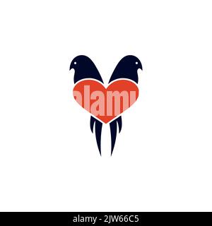 twin love bird logo icon vector graphic design Stock Vector