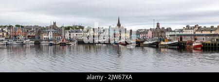 Harbour Panorama, Stornoway, Lewis, Isle of Lewis, Hebrides, Outer Hebrides, Western Isles, Scotland, United Kingdom, Great Stock Photo