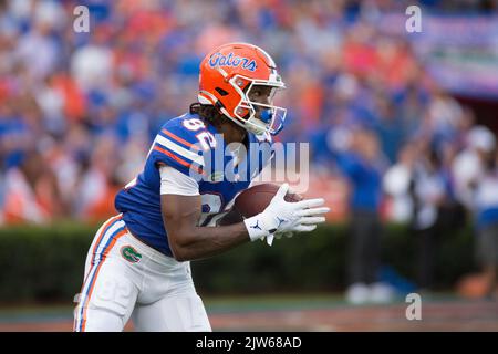 September 3, 2022: Florida Gators wide receiver Ja'Markis Weston (82) returns the opening kick-off during the NCAA football game between the Utah Utes and the Florida Gators at Ben Hill Griffin Stadium Gainesville, FL. The Florida Gators defeat number 7 Utah Utes 29 to 26. Jonathan Huff/CSM. Stock Photo