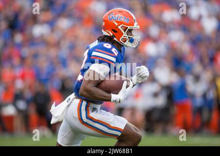 September 3, 2022: Florida Gators wide receiver Ja'Markis Weston (82) returns the opening kick-off during the NCAA football game between the Utah Utes and the Florida Gators at Ben Hill Griffin Stadium Gainesville, FL. The Florida Gators defeat number 7 Utah Utes 29 to 26. Jonathan Huff/CSM. Stock Photo