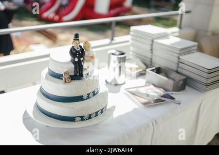 Beautiful wedding cake close-up Stock Photo