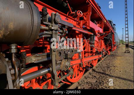 Front part of the running gear of a steam locomotive Stock Photo