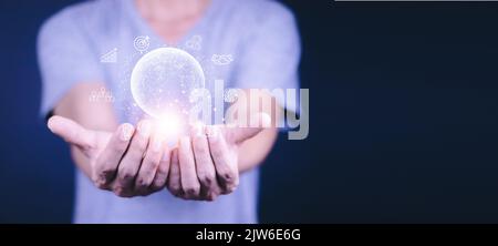Business global internet connection application technology and digital marketing, Financial and banking, Digital link tech, big data. Stock Photo