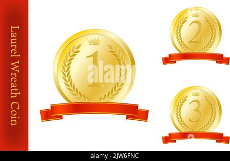 Laurel wreath medal and ribbon Stock Vector