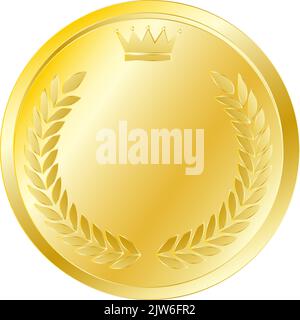 Laurel wreath and crown alphabet coins Stock Vector