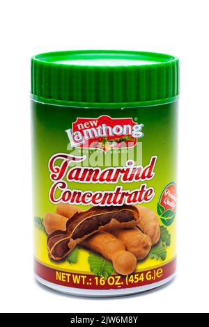 16OZ Container of New Lamthong Tamarind Concentrate Stock Photo