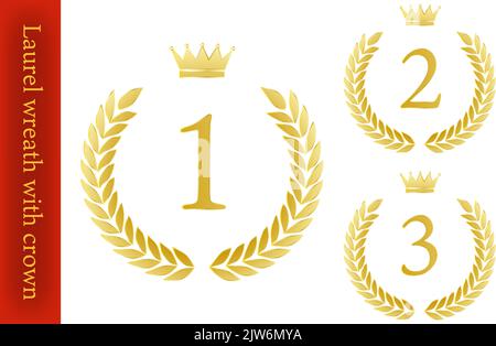 Laurel wreath and crown ranking illustration Stock Vector