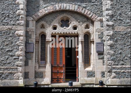 Caernarfon, UK- July 11, 2022:  The entrance to the County office in Caernarfon in North Wales Stock Photo