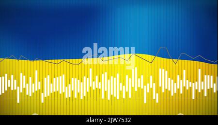 Image of data processing over flag of ukraine Stock Photo