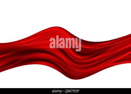 Abstract red flying waves from silk or satin fabric on a white background for a grand opening ceremony, awards, presentation. Stock Vector
