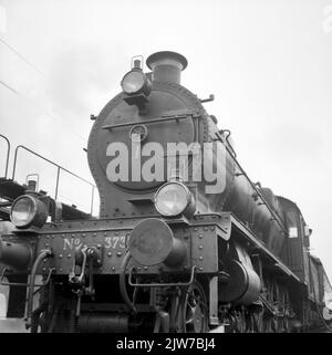 Image of the steam locomotive No. 3737 (series 3701-3815) of the N.S. During her last ride at the N.S. station Geldermalsen in Geldermalsen. Stock Photo