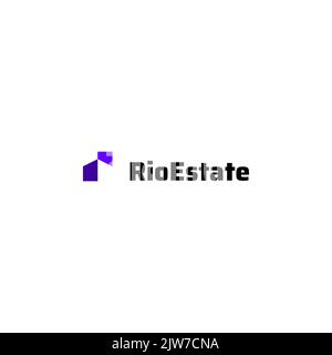 Simple modern abstract logo design flat letter R and house. Vector format real estate logo design. Stock Vector
