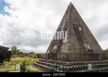 The Star Pyramid, Covenant Monument or Salem Rock and Old Town Cemetery in Stirling, Scotland. Stock Photo